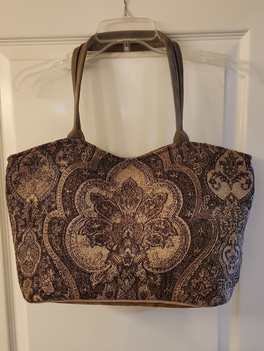 NWOT Atenti Lolita Khaki/Gold Tapestry Tote Bag